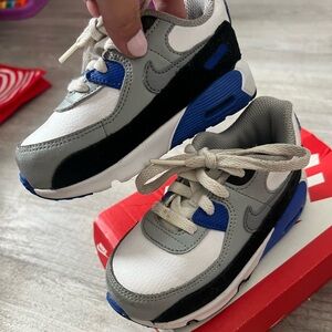 Nike Kids' White, Gray, and Blue Sneakers